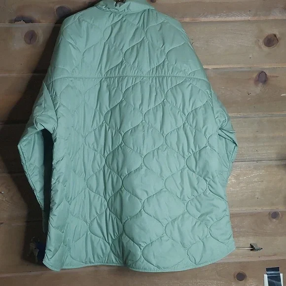 Nike Sportswear Essentials Quilted Trench Coat Jacket Olive Green Womens XL - Picture 3 of 5